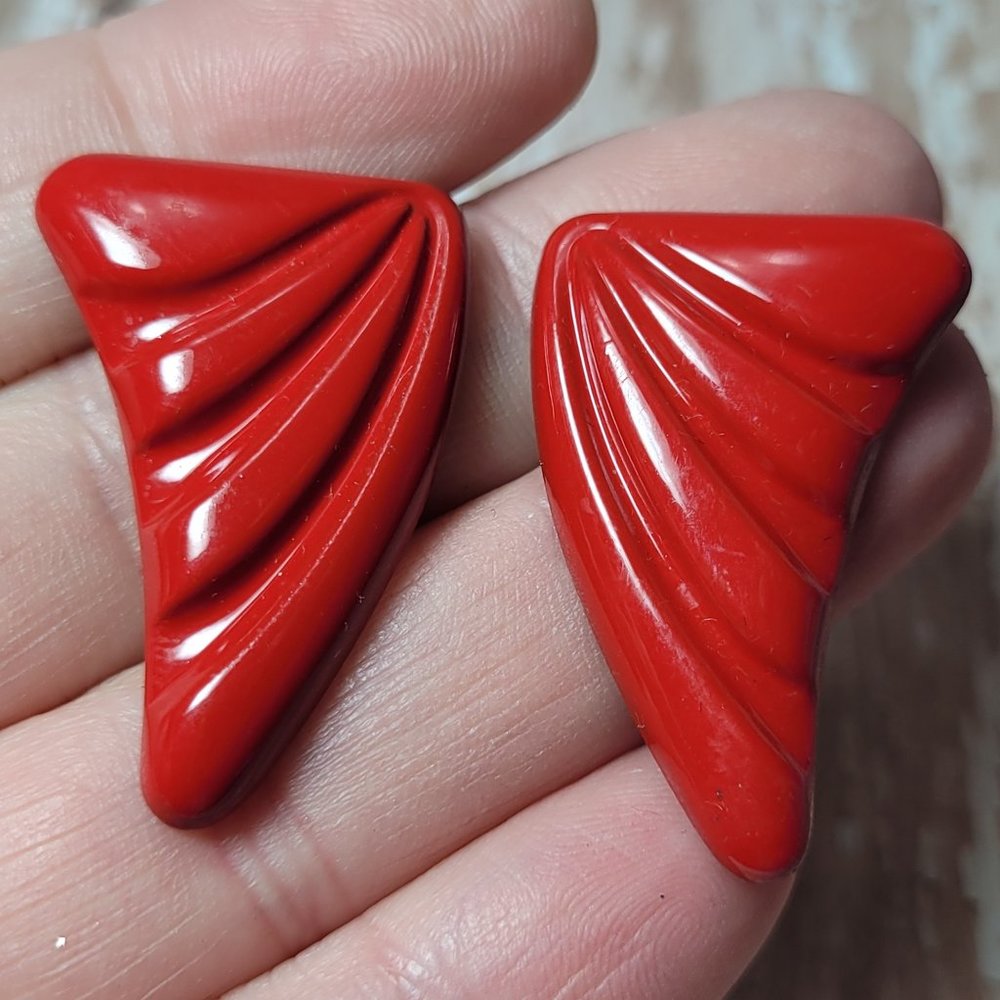 80s Vintage Red Wing Earrings